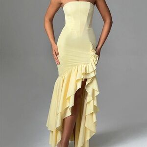 Chic Strapless Yellow High-Low Dress - NEVER WORN still has tags